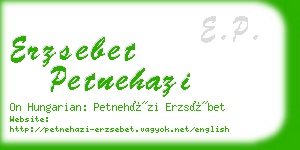 erzsebet petnehazi business card